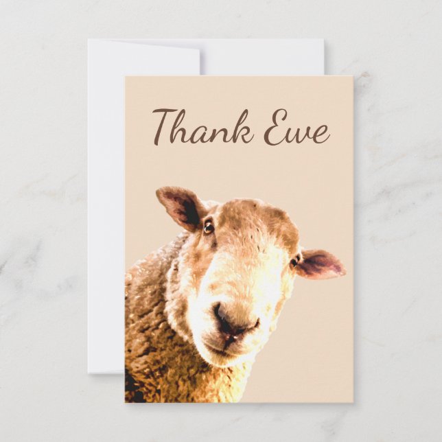 Thank You Ewe Sheep Animal Humour Card (Front)