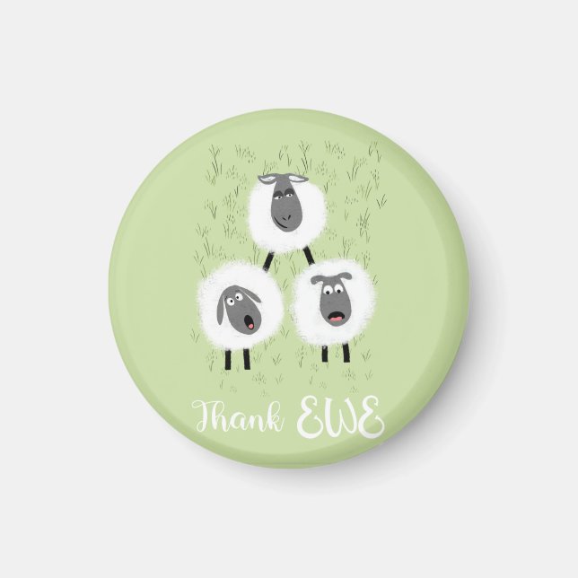 thank you ewe sheep farmer christmas  ceramic orna magnet (Front)