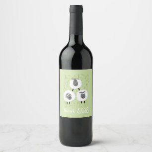 thank you ewe sheep farmer christmas  ceramic orna wine label