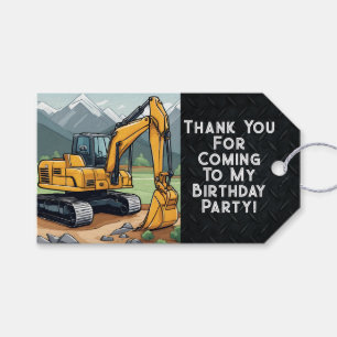 Thank You Excavator Favour Equipment Birthday Part Gift Tags