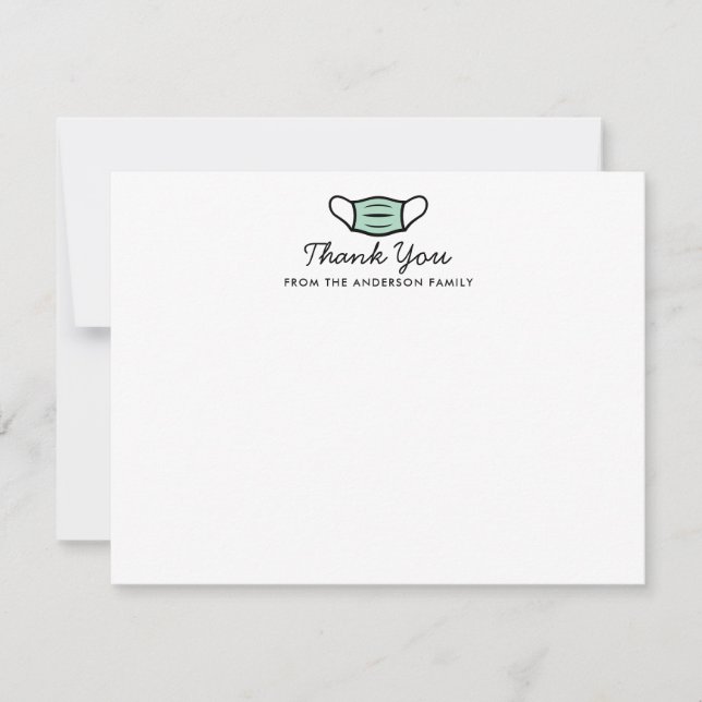 Thank You Face Mask Script Medical Nurse Doctor Card (Front)