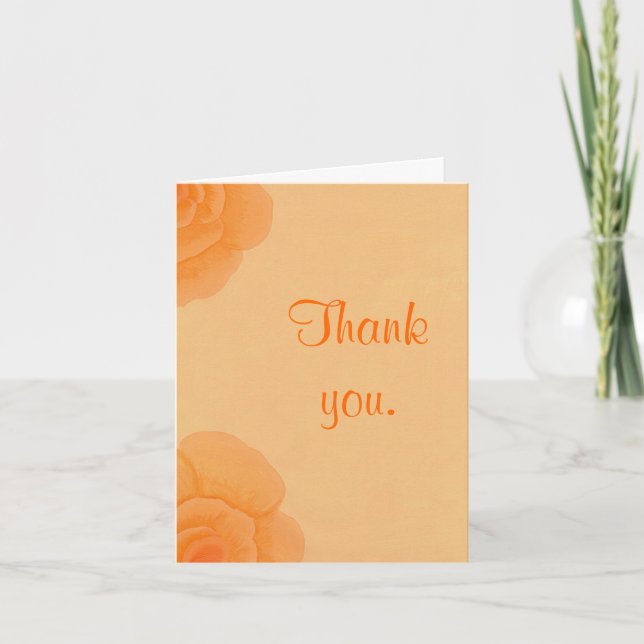 Thank you, Faded orange roses, wedding note cards (Front)
