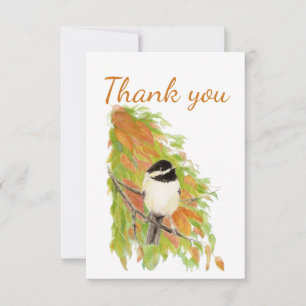 Thank You Fall Autumn Chickadee Bird Nature Art