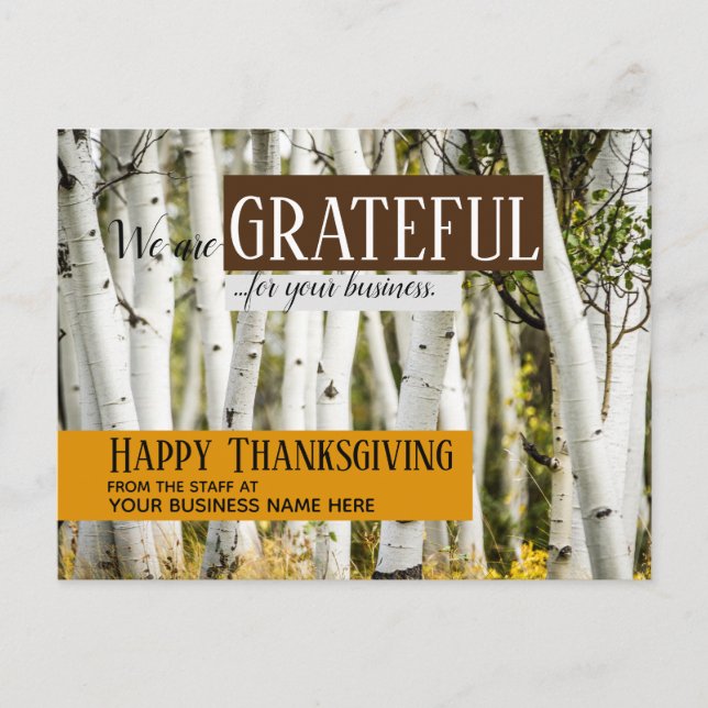 Thank You Fall Business Thanksgiving Postcard (Front)