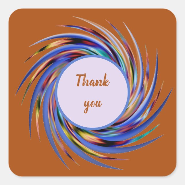 Thank You Fall Colour Spiral Pattern Appreciation Square Sticker (Front)