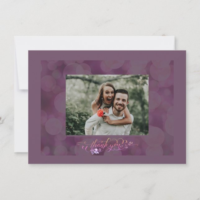 Thank You Fancy Script Photo Bubble Frame Card (Front)