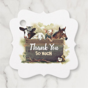 Thank You Farm Animals Birthday Party Favour Tags