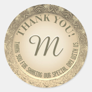 Thank You   Faux Gold Foil Classic Round Sticker