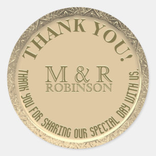 Thank You   Faux Gold Foil Classic Round Sticker