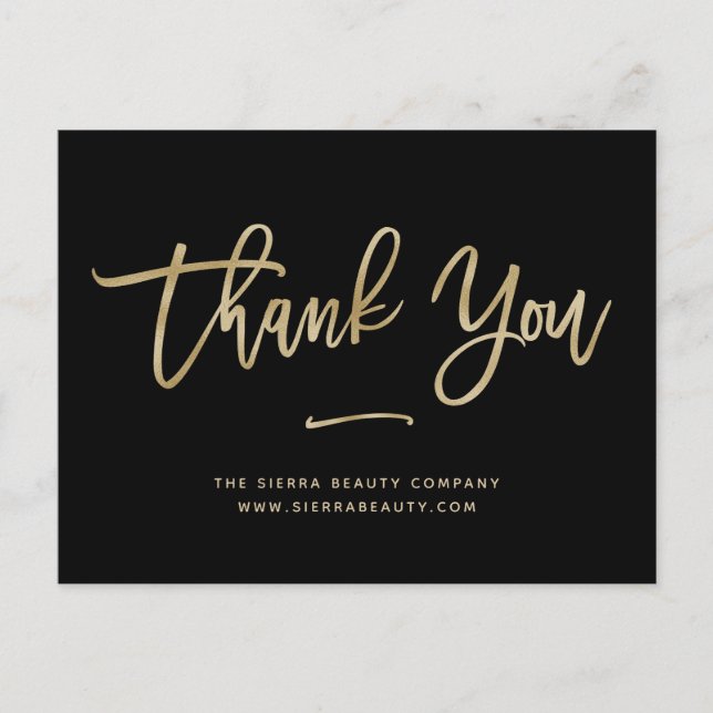 Thank You | Faux Gold Retail Small Business Postcard (Front)