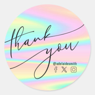 thank you faux holographic pastel  classic round sticker