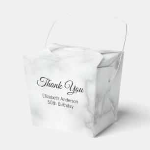 Thank You Faux White Marble Elegant Adult Birthday Favour Box