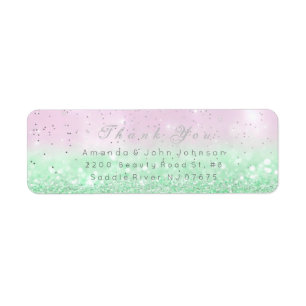 Thank You Favor Ombre Silver Mint Pink Pastel