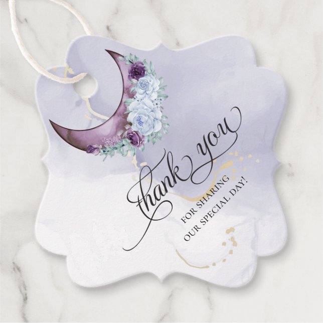 THANK YOU FAVOR TAG |  Purple Celestial  Moon  (Front)