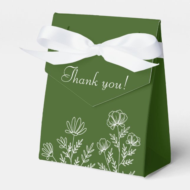 Thank you favour box simple olive green  (Front Side)