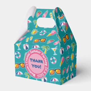 Thank You Favour Coastal Pattern Monogram Teal Favour Box