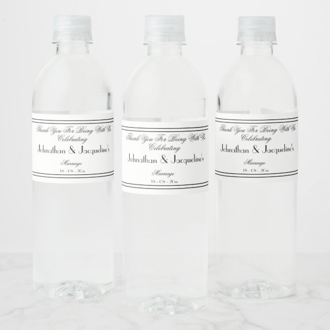 Thank You Favour Elegant Romantic Wedding Favour   Water Bottle Label (Bottles)