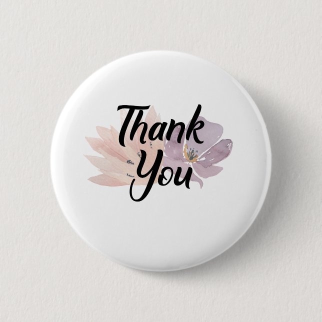 Thank You Favour Floral 6 Cm Round Badge (Front)
