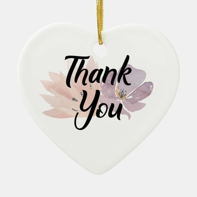Thank You Favour Floral Ceramic Tree Decoration (Front)
