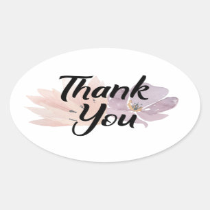 Thank You Favour Floral Oval Sticker