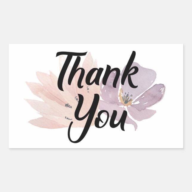 Thank You Favour Floral Rectangular Sticker (Front)