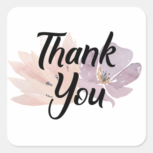 Thank You Favour Floral Square Sticker (Front)