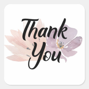 Thank You Favour Floral Square Sticker
