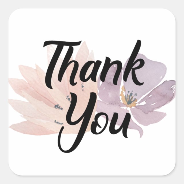 Thank You Favour Floral Square Sticker (Front)