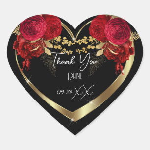 Thank You Favour Flower Heart Bridal Sweet16th Gol Sticker