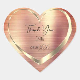 Thank You Favour Gold Heart Bridal Sweet 16th Rose Sticker