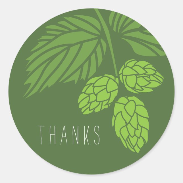 Thank You Favour Label, Hops, Beer Classic Round Sticker (Front)