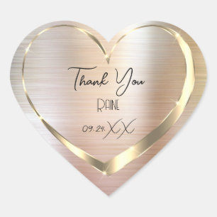 Thank You Favour Metal Gold Heart Bridal Sweet 16t Heart Sticker