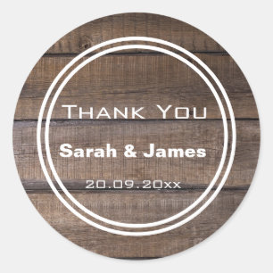 Thank You Favour Rustic Wedding & Baby Shower Classic Round Sticker