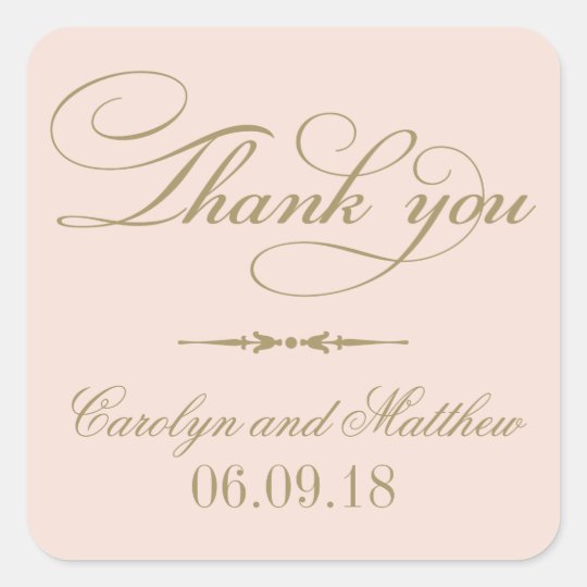 Thank You Favour Sticker | Blush and Antique Gold