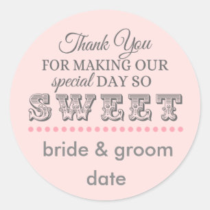 Thank you favour sticker for weddings and showers