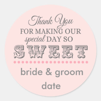 Thank you favour sticker for weddings and showers