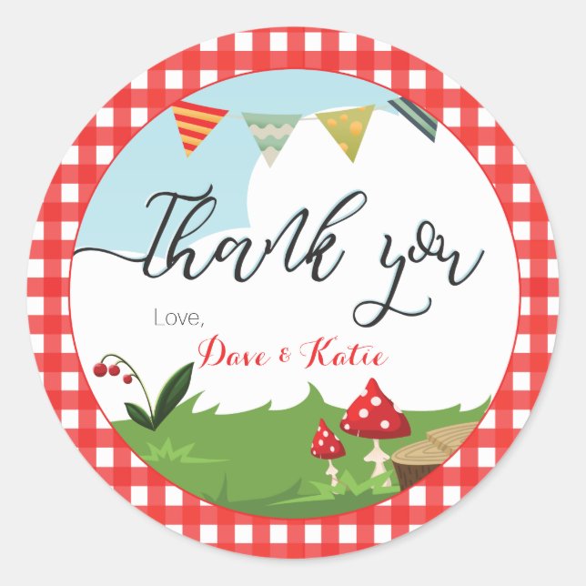Thank You Favour Sticker | Picnic/BBQ/Woodland (Front)