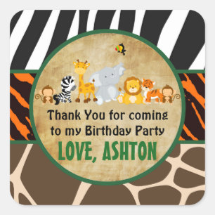 Thank You Favour Tag Jungle Safari Birthday Party