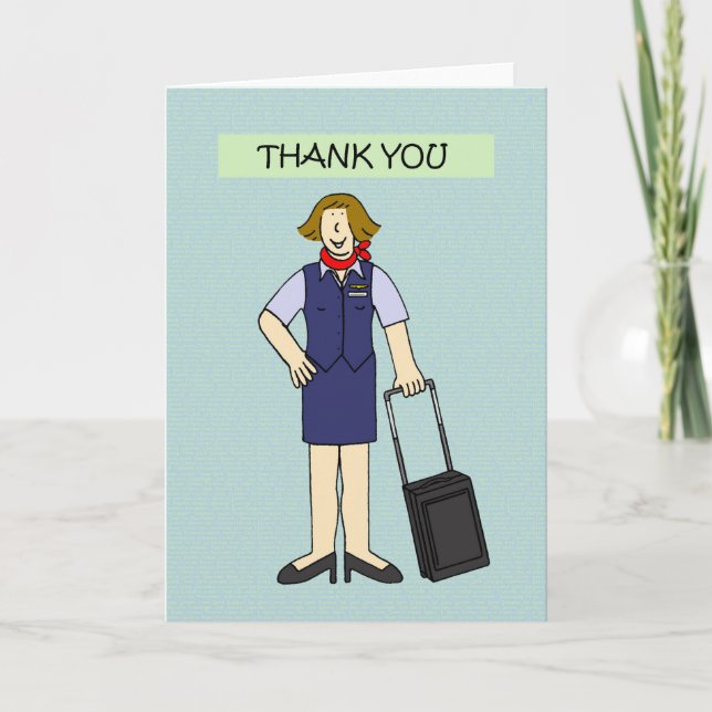 Thank You Female Cabin Crew Cartoon (Front)