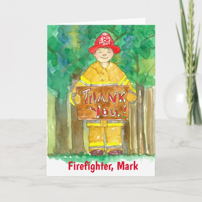 Thank You Firefighter Custom Name Card (Front)