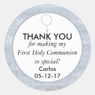 Thank you First Holy Communion Boy Classic Round Sticker
