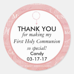 Thank you First Holy Communion Girl Classic Round Sticker