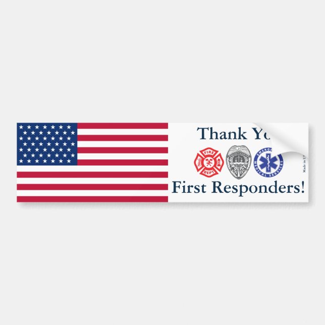Thank You First Responders Bumper Sticker (Front)
