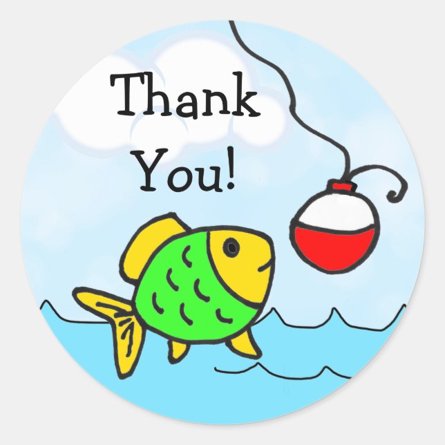 Thank You Fishing Boy's Birthday Stickers (Front)