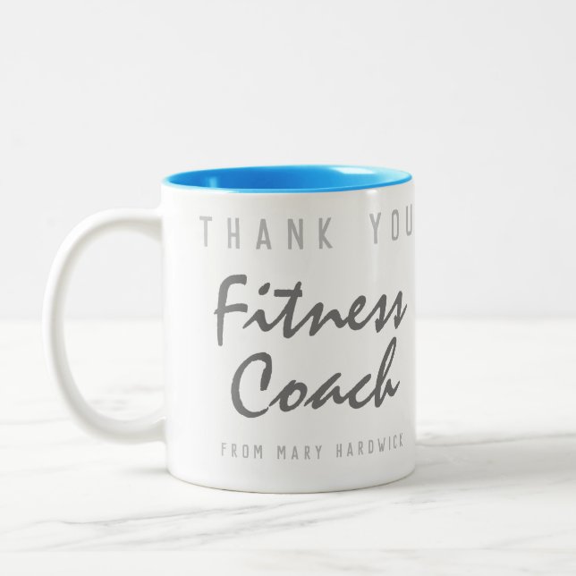 Thank You Fitness Coach Two-Tone Coffee Mug (Left)
