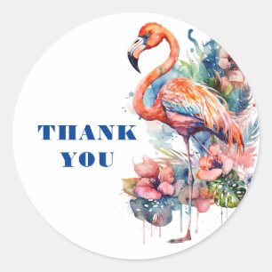 Thank You Flamingo Classic Round Sticker