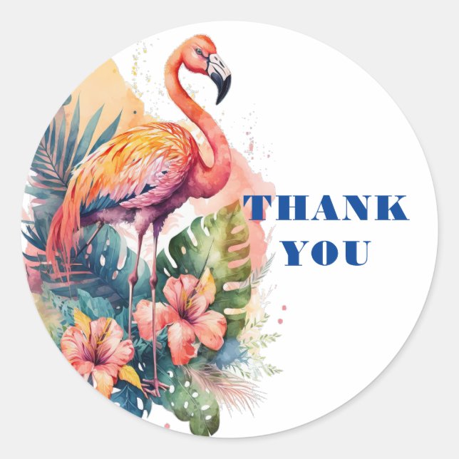 Thank You Flamingo  Classic Round Sticker (Front)