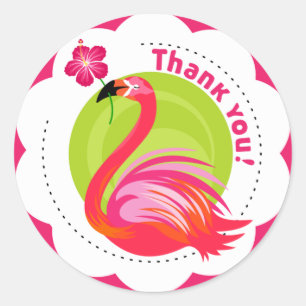 Thank You Flamingo Emblem Classic Round Sticker