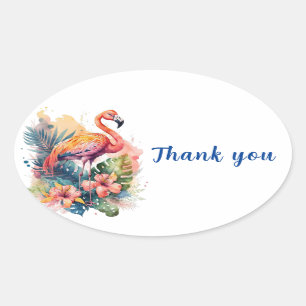 Thank You Flamingo  Oval Sticker