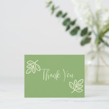 Thank You Flat Note Card Custom Sage Green Minimal